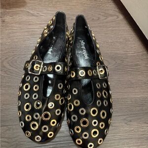 Jeffrey Campbell Black and Gold Studded Flats